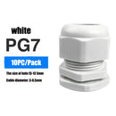 Waterproof Cable Gland 10pcs Cable entry IP68 PG7 for 3-6.5mm PG9 PG11 PG13.5 PG16 PG19/21/ White Black Nylon Plastic Connector