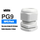 Waterproof Cable Gland 10pcs Cable entry IP68 PG7 for 3-6.5mm PG9 PG11 PG13.5 PG16 PG19/21/ White Black Nylon Plastic Connector