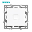 SRAN F6 Series White Crystal Tempered Glass Panel Light switch eu french wall socket usb tv rj45 rj11 Sensor switch Module DIY