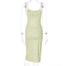 Chicology 2022 Summer Women Dress Small Floral Side Slit Sexy Sling French Slim Light Breathable Sleeveless Festival Dresses