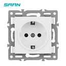 SRAN F6 Series White Crystal Tempered Glass Panel Light switch eu french wall socket usb tv rj45 rj11 Sensor switch Module DIY