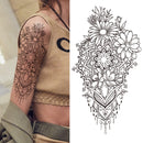 Death Skull Flower Temporary Tattoo For Women Girls Snake Bird Peony Tattoo Sticker Black Fake Blossom Sexy Tatoo Transfer Adult