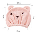Children Cute Bear Bathing Drying Towel Head Wrap Soft Cotton Microfiber Quickly Dry Hair Elastic Hat Hair Turban For Girl