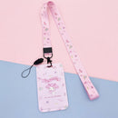 Kawaii Sanrio Keychain Cartoon Cat Sliding Card Holder Student Meal Card Bus Card Holder Lady Id Card Credit Card Holder Lanyard