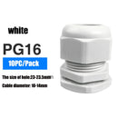 Waterproof Cable Gland 10pcs Cable entry IP68 PG7 for 3-6.5mm PG9 PG11 PG13.5 PG16 PG19/21/ White Black Nylon Plastic Connector