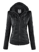 Gothic Faux Leather Jacket Women 2019 Hoodies Winter Autumn Motorcycle Jacket Black Outerwear Faux Leather PU Basic Jacket Coat