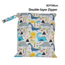 Baby Diaper Bag Cartoon Print Waterproof Wet Dry Nappy Zipper Handbag Stroller Carry Pack Travel Outdoor Wet Diaper Storage Bags