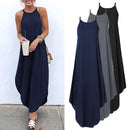 Printed Maxi Dresses VONDA Bohemian Sexy Sleeveless Sundress Women Causal Halter Summer Beach Dress Asymmetric Long Dresses