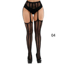 Sexy Solid Striped Elastic High Waist Transparent Stockings Lingerie Garter Fishnet Pantyhose Open Crotch Tights