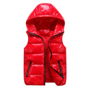 Women Winter Vests Hooded 2022 New Short Bright Color Vest Cotton Padded Jacket Sleeveless Female Winter Waistcoat Vest