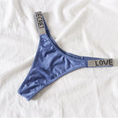 Sexy Rhinestone Thong Low Waist Panties Women Comfort Ice Silk Seamless Lingerie G String Cotton Breathable Intimates Underwear