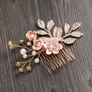 MOLANS Luxury Hairpin For Women Hair Combs Headdress Prom Bridal Wedding Crown Elegant Hair Accessories Gold Leaves Headwear 1PC