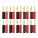 20pcs/10pairs Nakamichi BANANA PLUGS 24K Gold-plated 4MM Banana Connector with Screw Lock For Audio Jack Speaker Plugs Black&Red