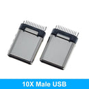 10PCS USB 3.1 Type-C Connector 12 24 Pins Female/Male Socket Receptacle Adapter to Solder Wire & Cable 24 Pins Support PCB Board