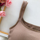 Seamless Crop Top Women Underwear Wire-Free U-Shaped Camisole Wide Straps Striped Solid Bralette Lingerie New