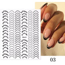 1PC Silver Gold Lines Stripe 3D Nail Sticker Geometric Waved Star Heart Self Adhesive Slider Papers Nail Art Transfer Stickers
