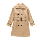 4-13Y Teen Girls Long Trench Coats 2022 New Fashion England Style Windbreaker Jacket For Girls Spring Autumn Children&