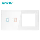 SRAN F6 Series White Crystal Tempered Glass Panel Light switch eu french wall socket usb tv rj45 rj11 Sensor switch Module DIY