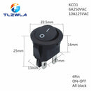 1PCS ON/OFF Round Rocker Switch LED illuminated Car Dashboard Dash Boat Van 12V 24V / 6A 250V / 10A 125V 2/3/4PIN Switch 20MM