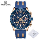 NAVIFORCE Luxury Watches for Men Fashion Silicone Strap Military Waterproof Sport Chronograph Quartz WristWatch Clock With Date