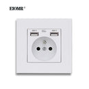 EOMR Wall USB Power Socket 5V 2.1A EU France Belgium Electrical Socket 16A Dual USB Plug IOS Android Phone Charging Ports Socket