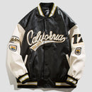 American retro letter embroidery leather jackets coats women&