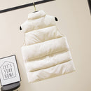 Solid Short Style Vest for Women Cotton Padded Women's Winter Sleeveless Jacket with Zipper Stand Collar Casual Coats