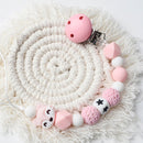 1pc Crochet Bunny Baby Pacifier Clip Chain BPA Free Wooden Beads Appease Soother Chain Clips Newborn Dummy Holder Nipple Clip