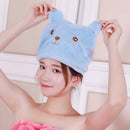 Children Cute Bear Bathing Drying Towel Head Wrap Soft Cotton Microfiber Quickly Dry Hair Elastic Hat Hair Turban For Girl