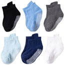 6 Pairs/lot 0 to 5 Years Anti-slip Non Skid Ankle Socks With Grips For Baby Toddler Kids Boys Girls All Seasons Cotton Socks
