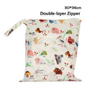 Baby Diaper Bag Cartoon Print Waterproof Wet Dry Nappy Zipper Handbag Stroller Carry Pack Travel Outdoor Wet Diaper Storage Bags