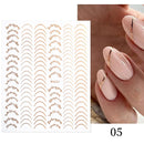 1PC Silver Gold Lines Stripe 3D Nail Sticker Geometric Waved Star Heart Self Adhesive Slider Papers Nail Art Transfer Stickers