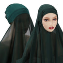 Muslim Chiffon Scarf For Women Fashion Veil Instant Hijab Wrap Headscarf Islam Solid Color Cap Musulman Wrap Scarves 25 Colors