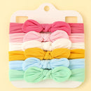 3/4/5/6Pcs/set Cute Bowknot Baby Headband Turban Solid Color Newborn Baby Girls Elastic Hair Bands Soft Nylon Hair Accessories