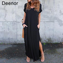Plus Size 5XL Sexy Women Dress Summer 2021 Solid Casual Short Sleeve Maxi Dress For Women Long Dress Free Shipping Lady Dresses