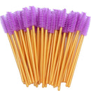 OKAYLASH 50Pcs Disposable Micro Glitter Eyelash Mascara Wands Mini Crystal Eye Lashes Brush Comb Pink White Spoolies