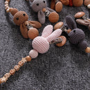1pc Crochet Bunny Baby Pacifier Clip Chain BPA Free Wooden Beads Appease Soother Chain Clips Newborn Dummy Holder Nipple Clip