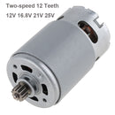 1pc RS550 12V 16.8V 21V 25V 19500 RPM DC Motor with Two-speed 12 Teeth and High Torque Gear Box for Electric Drill / Screwdriver