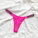 Sexy Rhinestone Thong Low Waist Panties Women Comfort Ice Silk Seamless Lingerie G String Cotton Breathable Intimates Underwear