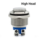16mm 1NO High Flat Head Waterproof Momentary Reset Metal Push Button Switch Screw Terminal Car Engine Doorbell PC Power Switch