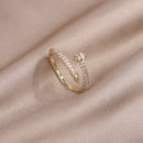 Korea New Fashion Jewelry Exquisite 14K Real Gold Plated AAA Zircon Ring Elegant Women&