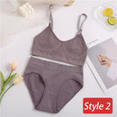 2PC Underwear Set Women Seamless Bra Set Wireless Bra Sexy High Waisted Female Underpants Comfortable Basic Bralette Lingerie
