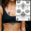 Sexy Black Henna Temporary Tattoos For Women Girls Body Art Decoration Fake Jewelry Chains Waterproof Mandala Flower Tatoos Kit