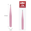 Hair Removal Tweezers Stainless Steel Eyebrow Tweezers Pink Slanted Black Tip Point Face Harmless Makeup Beauty Tool Black/Pink