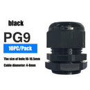 Waterproof Cable Gland 10pcs Cable entry IP68 PG7 for 3-6.5mm PG9 PG11 PG13.5 PG16 PG19/21/ White Black Nylon Plastic Connector