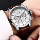 2022 New Mens Watches LIGE Top Brand Leather Chronograph Waterproof Sport Automatic Date Quartz Watch For Men Relogio Masculino