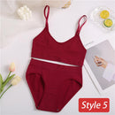 2PC Underwear Set Women Seamless Bra Set Wireless Bra Sexy High Waisted Female Underpants Comfortable Basic Bralette Lingerie