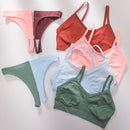 Sexy Women Bra Set Seamless Bra and Pantys Set Sexy Lingerie Set Rib Crop Top Female Brassiere Low Wasit Thong Fitness Underwear