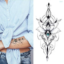 tattoo sticker women flower rose peony black tatouage temporaire femme temporary sleeve tattoo waterproof sexy body art fashion