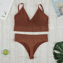 CHRLEISURE 2Pcs Bra Set Underwear Set Women Panties Sexy G-String Seamless Bralette Female Lingerie Soft Tank Crop Top 2022 New